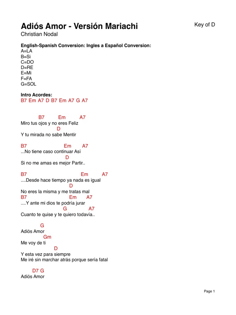 Adios Amor Version Mariachi Pdf Musica Grabada Ocio coro: ojala y te vaya bien que se cumplan tus deseos que encuentres otro querer que te llene igual de besos. adios amor version mariachi pdf