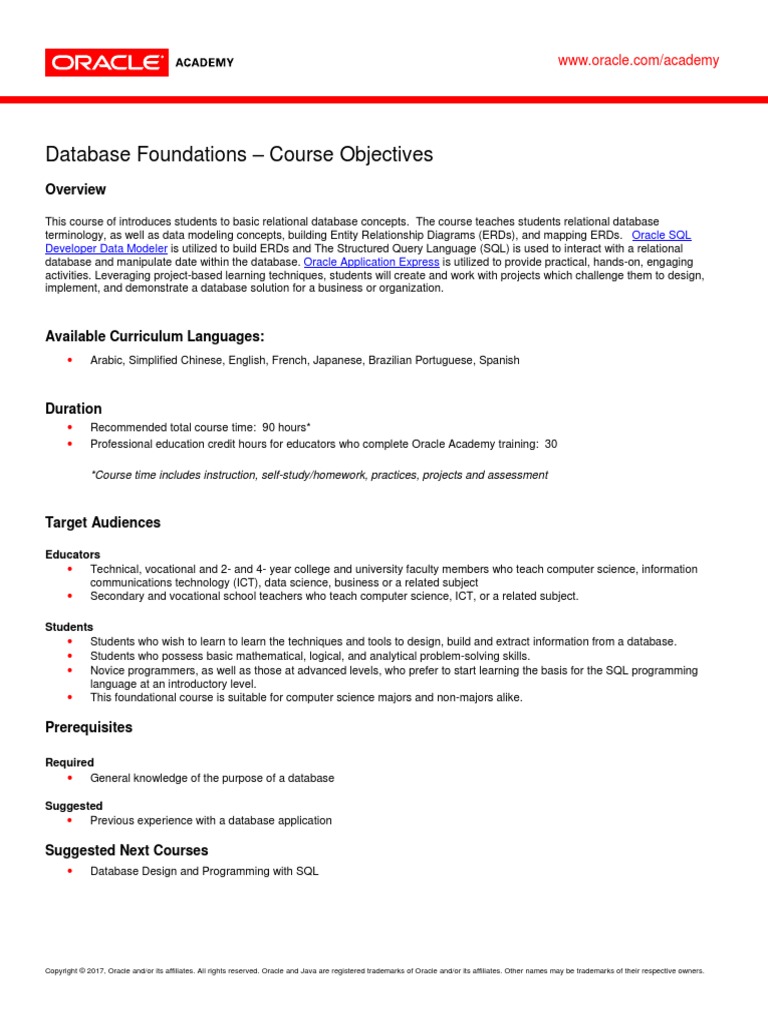 Database management course description image