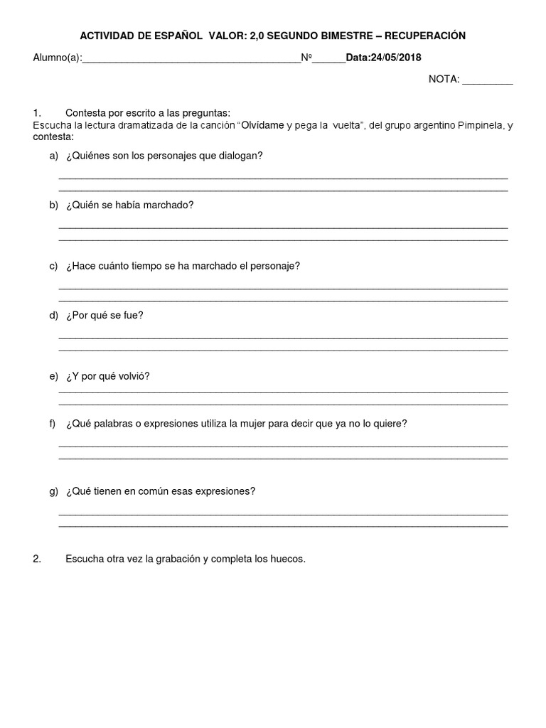 Contesta Por Escrito A Las Preguntas | PDF