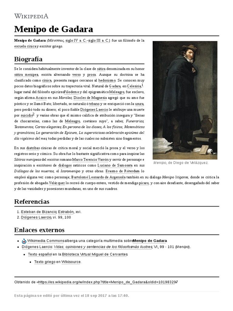 Menipo de Gadara PDF Science Ciencia filosófica