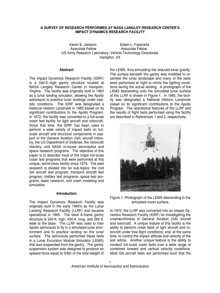 NASA Langley's Impact Dynamics Research | PDF | Apollo Lunar Module ...
