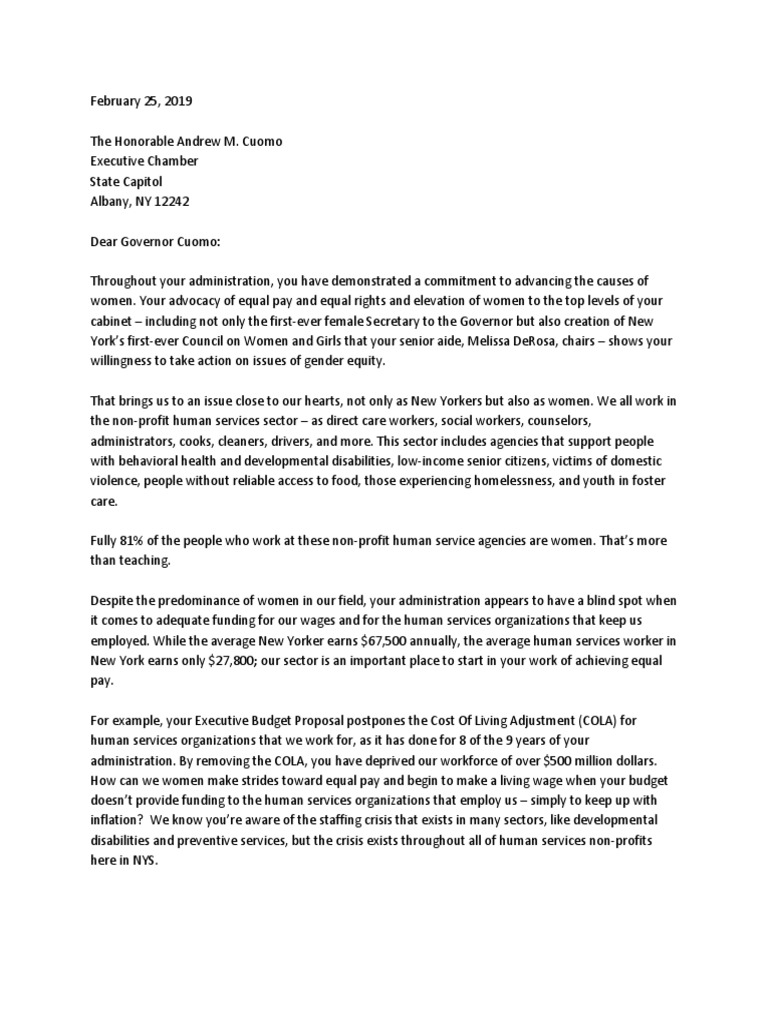 Women's Letter Homelessness