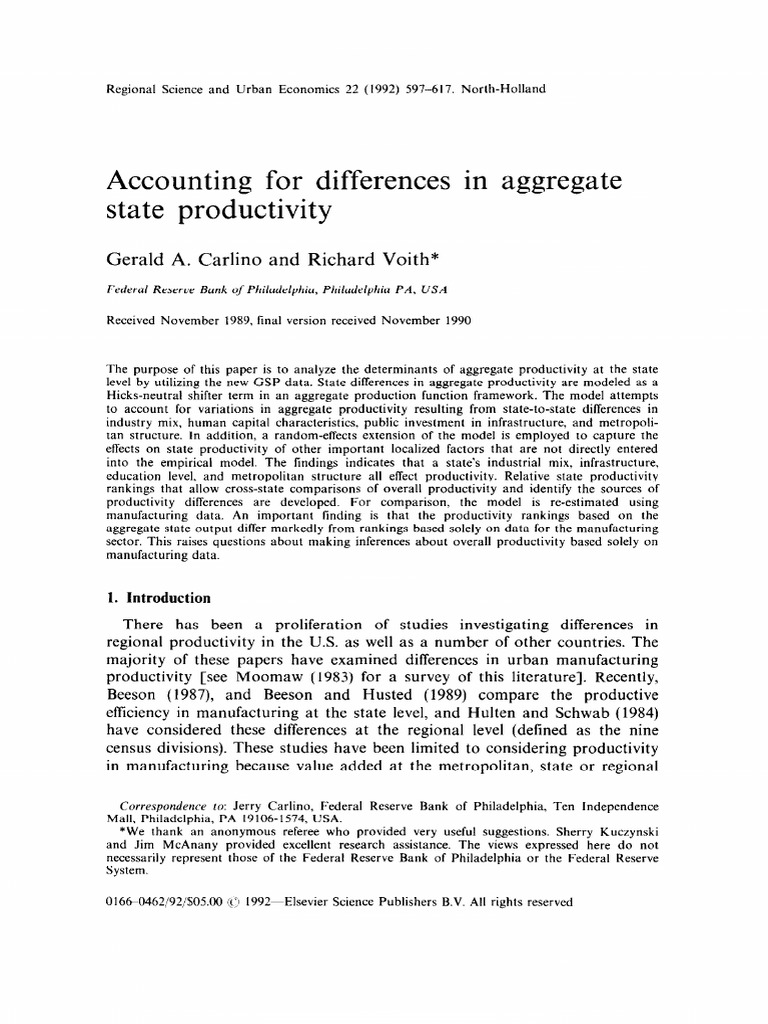 Accounting For Differences in Aggregate State Productivity | PDF ...