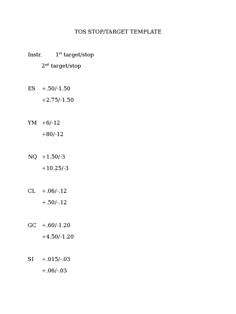 Tos Targets Stops | PDF | Technology & Engineering