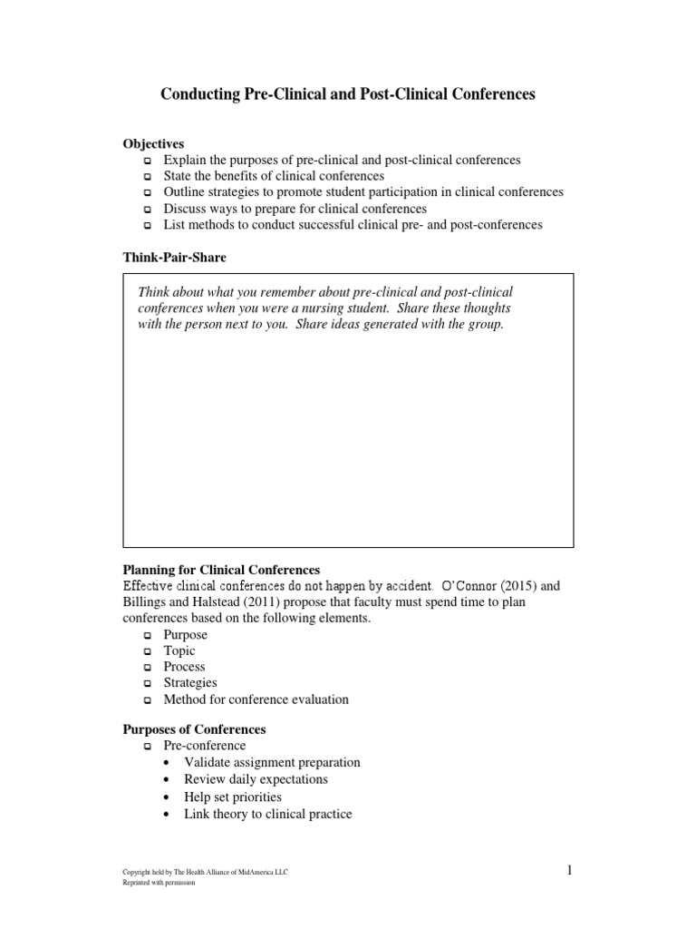 1 Pre and Post Conferance For Clinical Placement | PDF | Critical ...