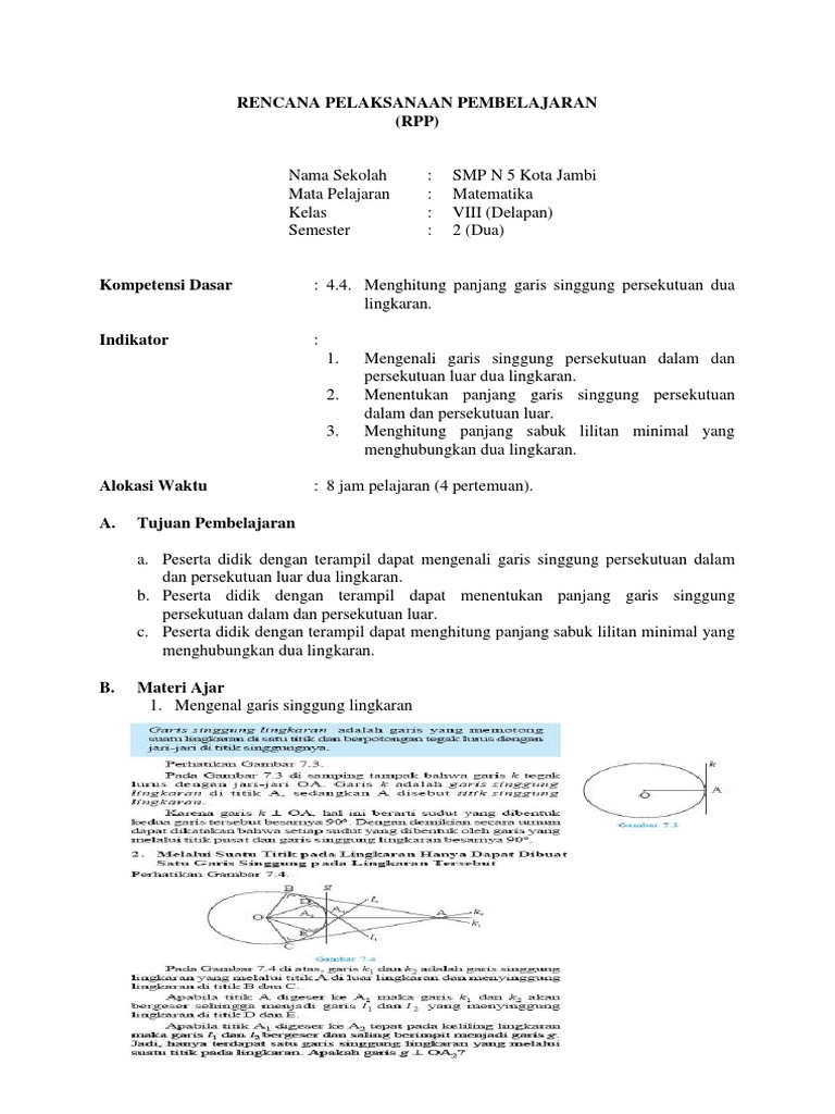 265313532 Rpp Persamaan Garis Singgung Lingkaran Docx