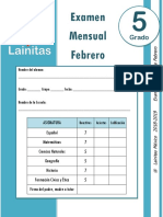 Febrero - 5to Grado - Examen Mensual (2018-2019)