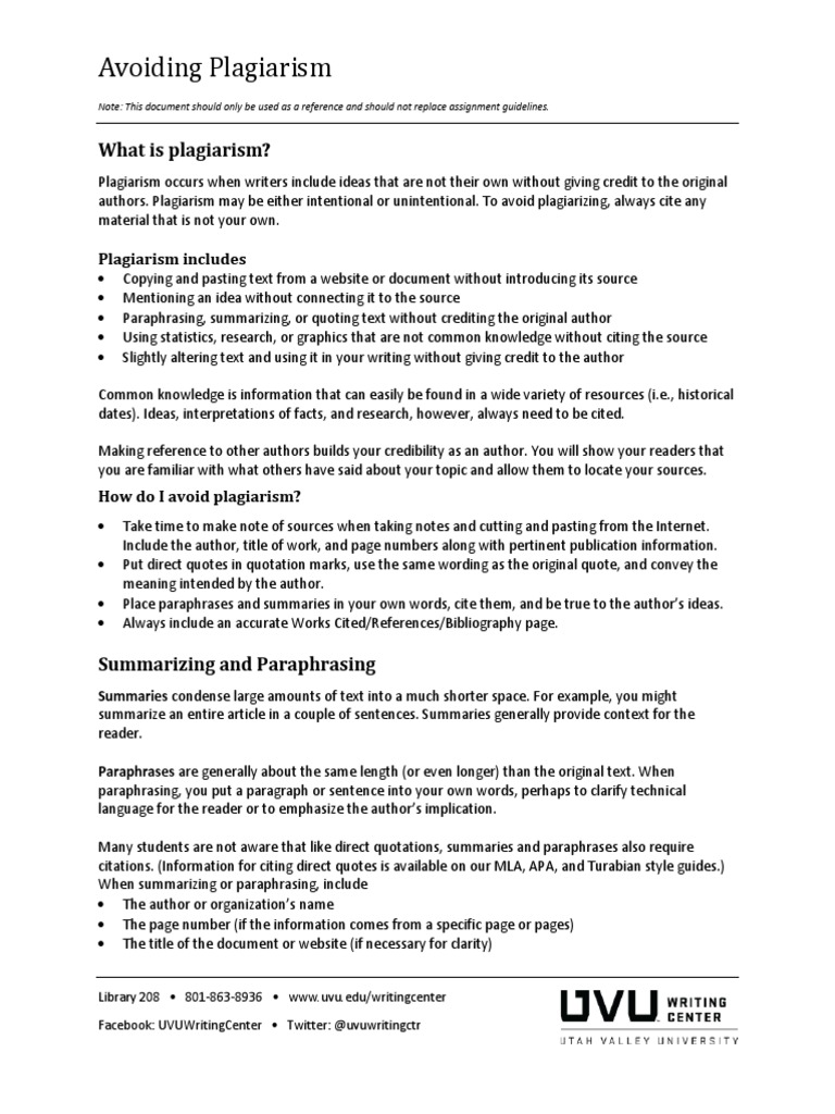 Avoiding Plagiarism Pdf Plagiarism Citation