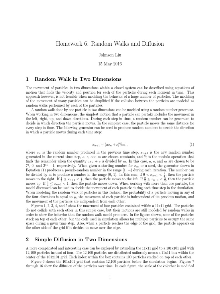 Random Walks and Diffusion in 2D | PDF | Diffusion | Entropy