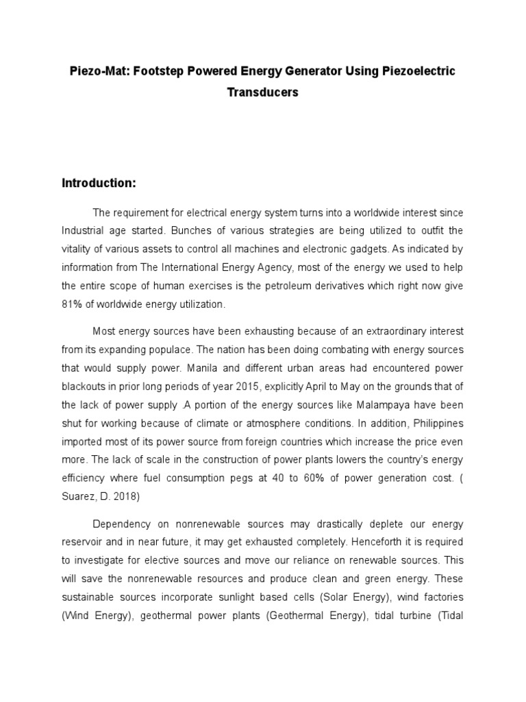 PiezoMat Footstep Powered Energy Generator Using Piezoelectric