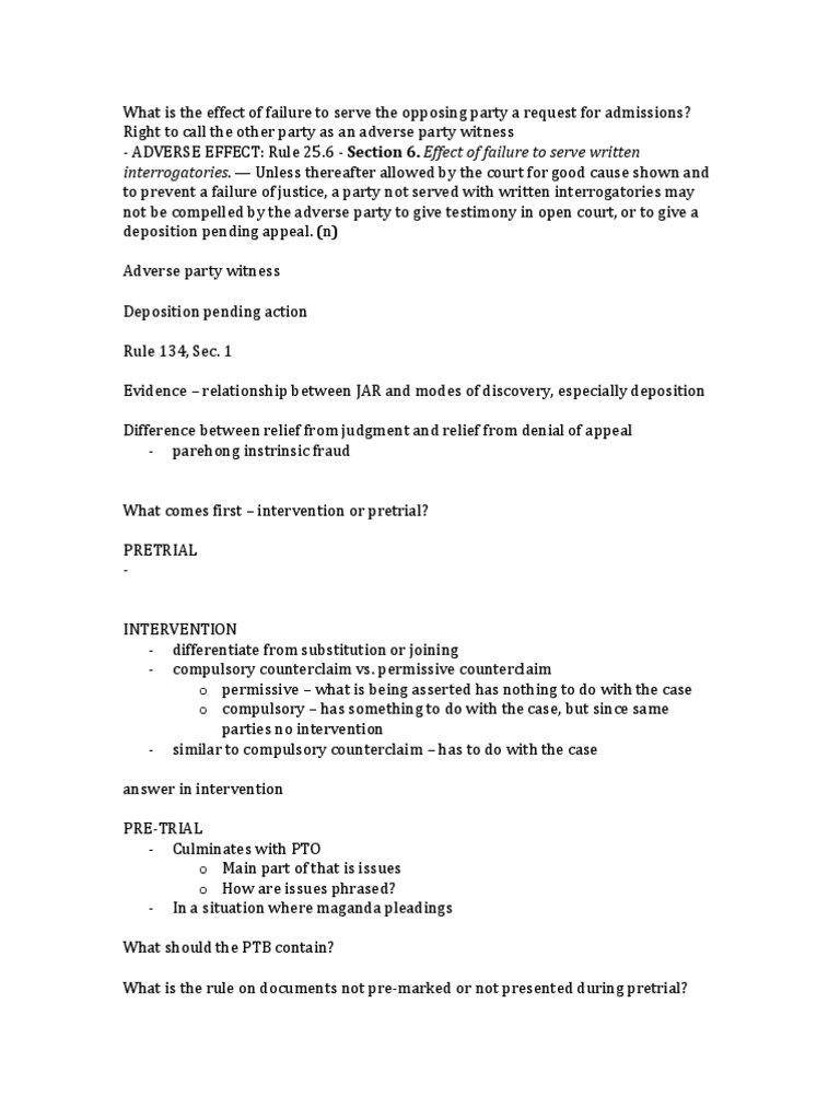 What Is The Effect of Failure To Serve The Opposing Party A Request For