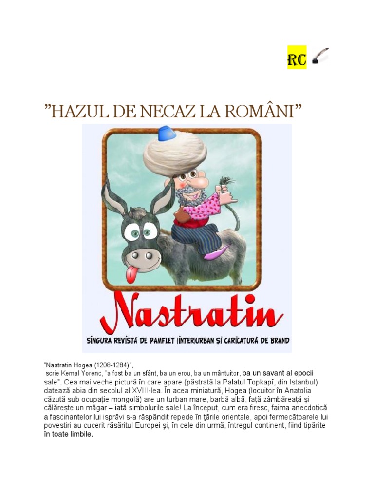 Nastratin Hogea - Hazul de Necaz La Români | PDF
