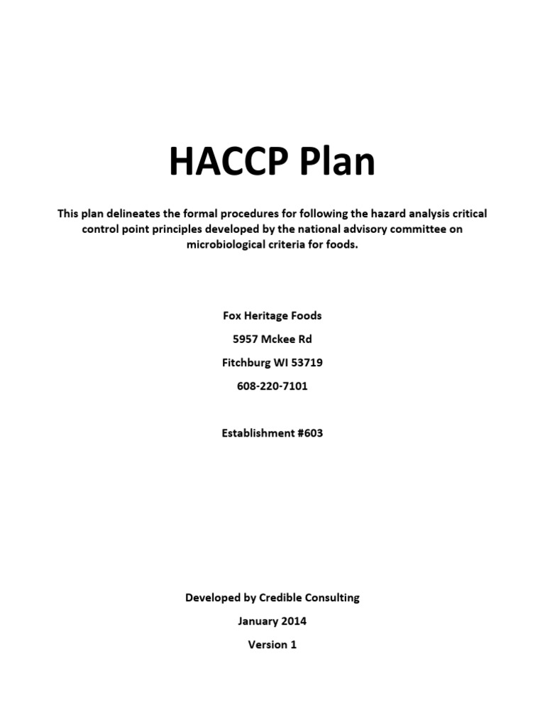 HACCP Plan for Pork Processing | PDF | Pork | Hazard Analysis And ...