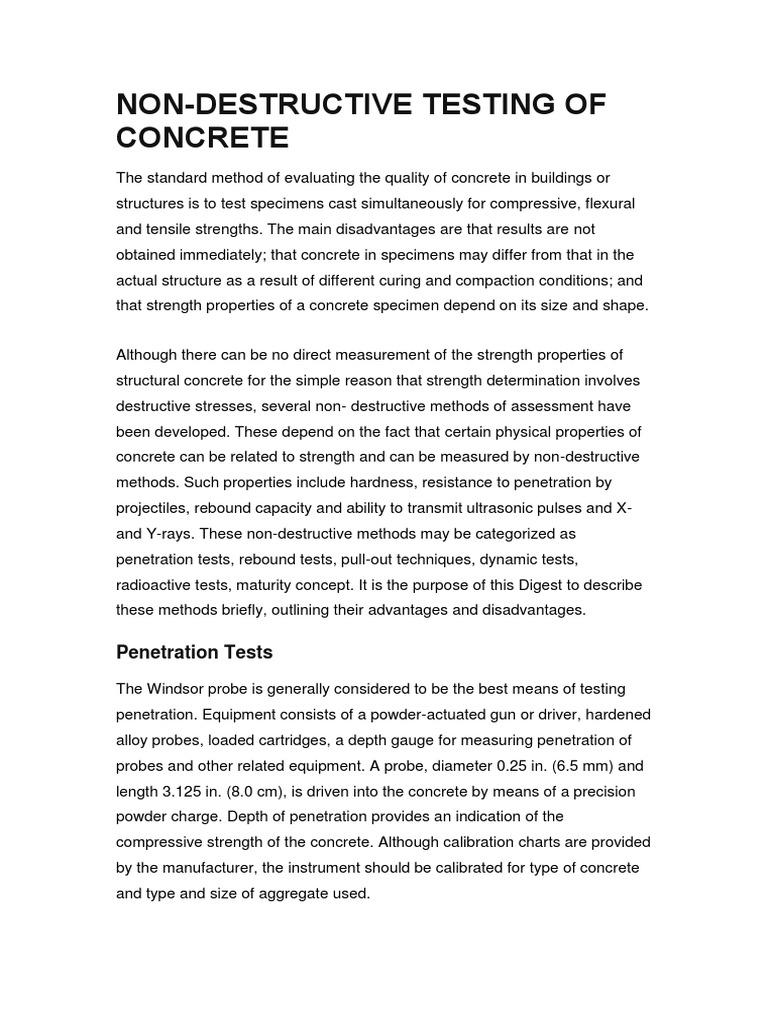 Non-Destructive Concrete Testing Methods | PDF | Calibration ...