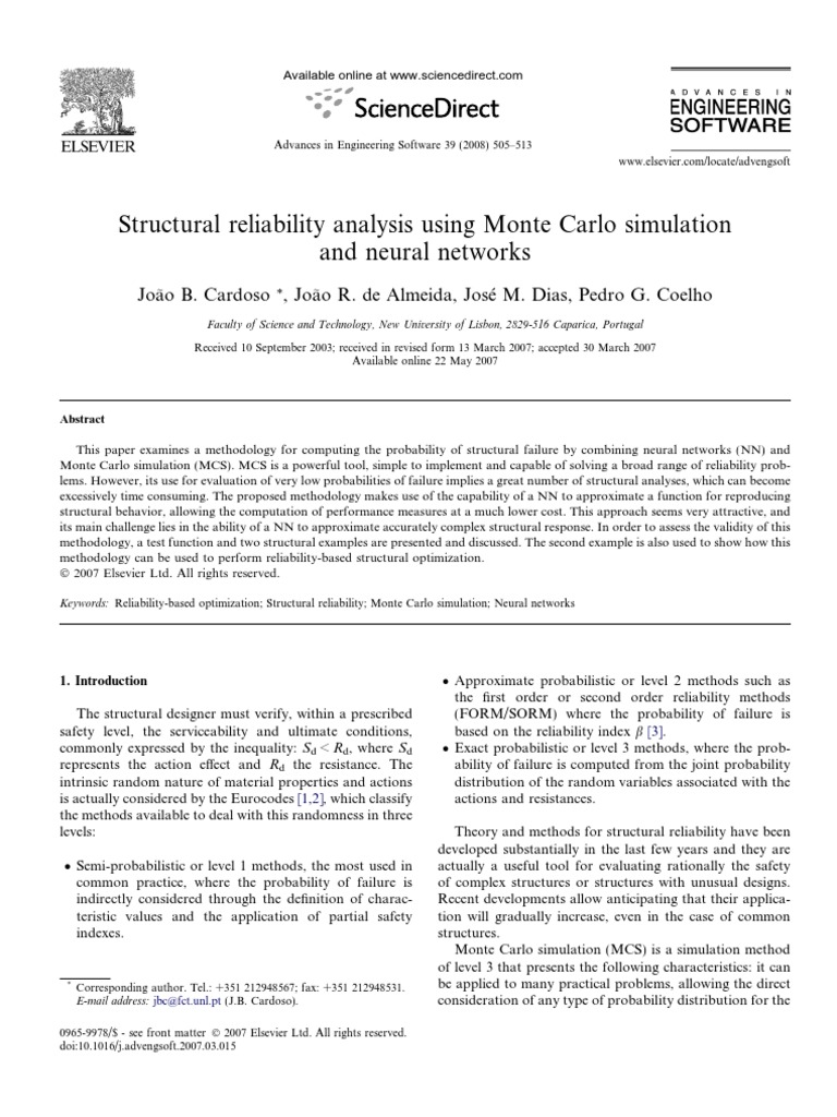 Structural Reliability Analysis Using Monte Carlo Simulation and Neural ...