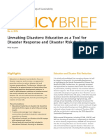 Unmaking Disasters: Education As A Tool For Disaster Response and Disaster Risk Reduction