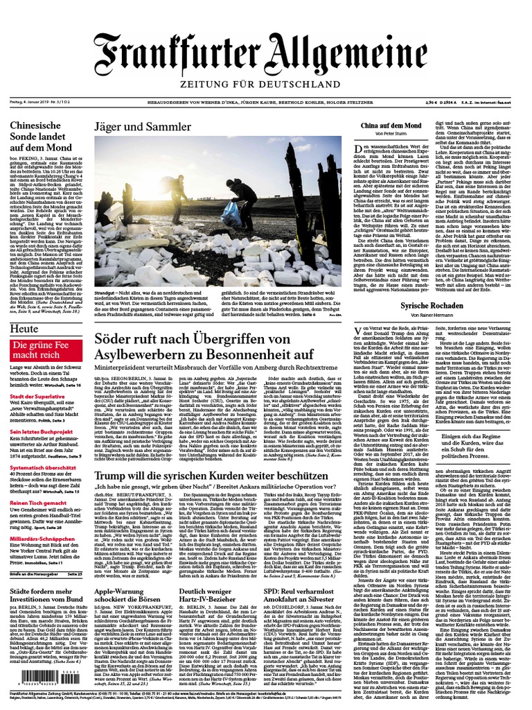 Frankfurter Allgemeine Zeitung F A Z 04 Januar 2019