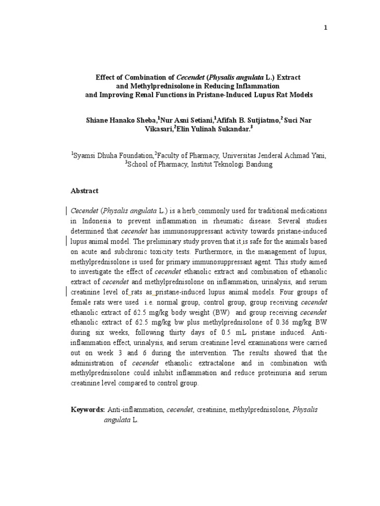 Cecendet (Physalis Angulata L.) Is A Herb | PDF | Systemic Lupus ...