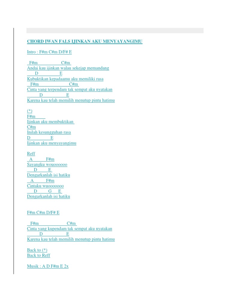 Chord Gitar Iwan Fals Ijinkan Aku Menyayangimu Tebak Gambar