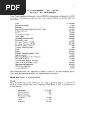 Contoh Soal Pelaporan Korporat Income Statement Expense