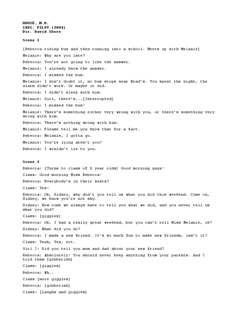 House M.D. Pilot Episode Transcript | PDF | Brain Tumor | Cancer