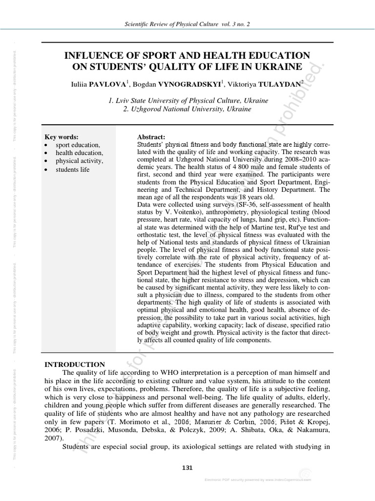 Impact of Sports Education on Student Well-Being | PDF | Quality Of ...