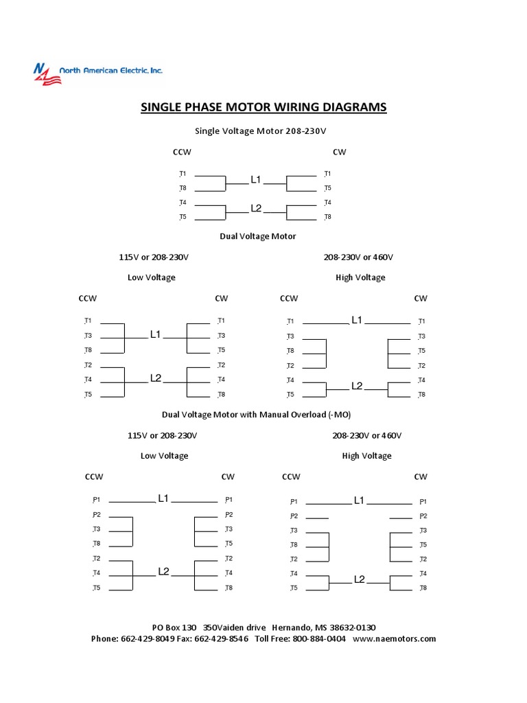 Single Phase Motor Wiring Diagrams | PDF | Electrical Engineering ...