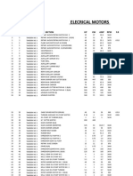 Elecrical Motors: SR - No. Code Location Sub Section HP KW AMP RPM F.B