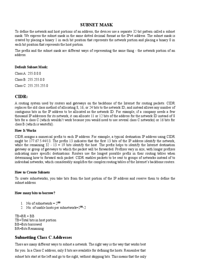 Subnet Mask Pdf Pdf Ip Address Router Computing