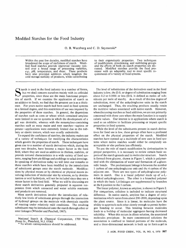 Modified Starches in Food Applications | PDF | Starch | Cross Link