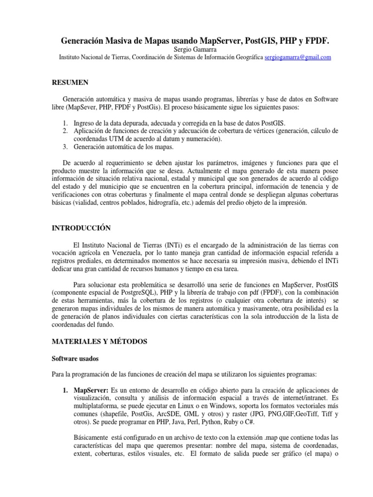 Mapas Masivos con MapServer y PostGIS | PDF | Sistema de información ...