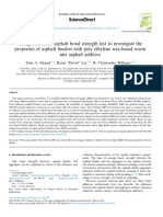 Using A Modified Asphalt Bond Strength Test To Investigate The Properties of Asphalt Binders With Poly Ethylene Wax-Based Warm Mix Asphalt Additive