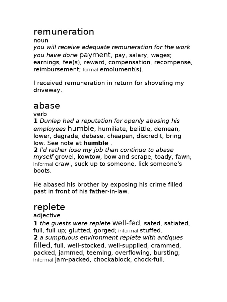 Vocabulary Definitions and Examples | PDF