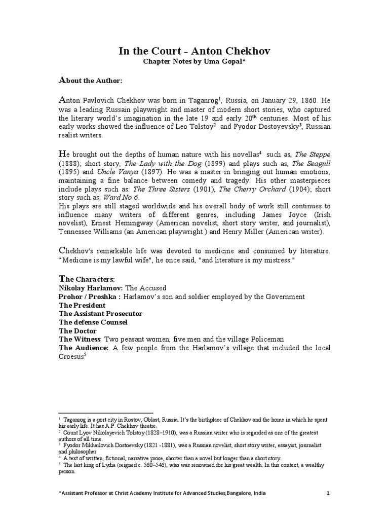 In The Court Anton Chekhov Pdf Anton Chekhov Judiciary System Of Justice