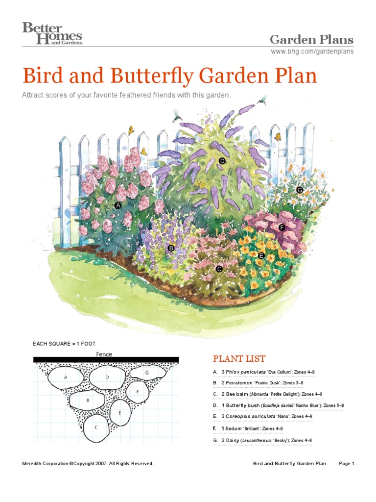 Bird Butterfly Garden Plan Mulch Trees