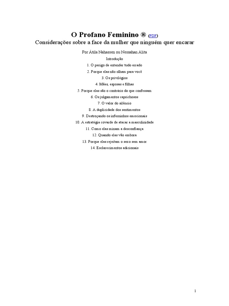 O Profano Feminino: Verdades e Ilusões | PDF | Relação sexual | Amor