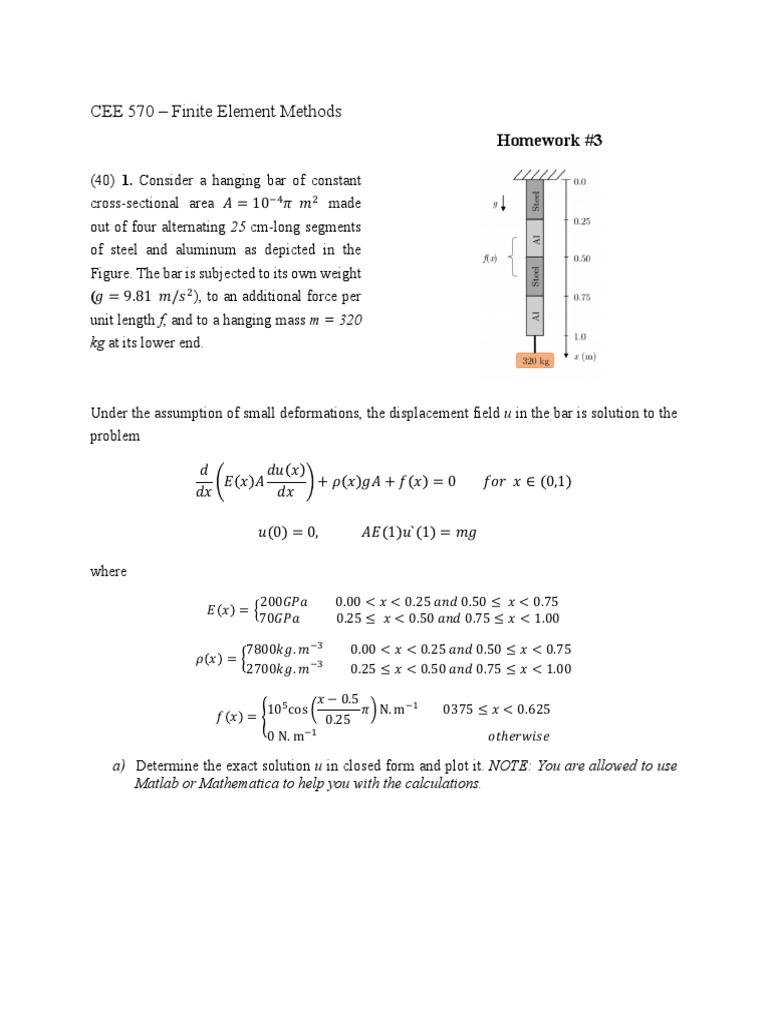 Finite Element Analysis of a Hanging Bar | PDF | Finite Element Method ...
