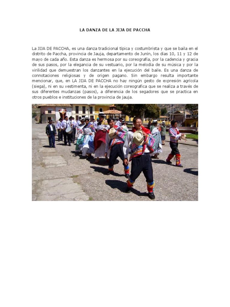 La Danza Jija de Paccha: Tradición y Vestimenta | PDF