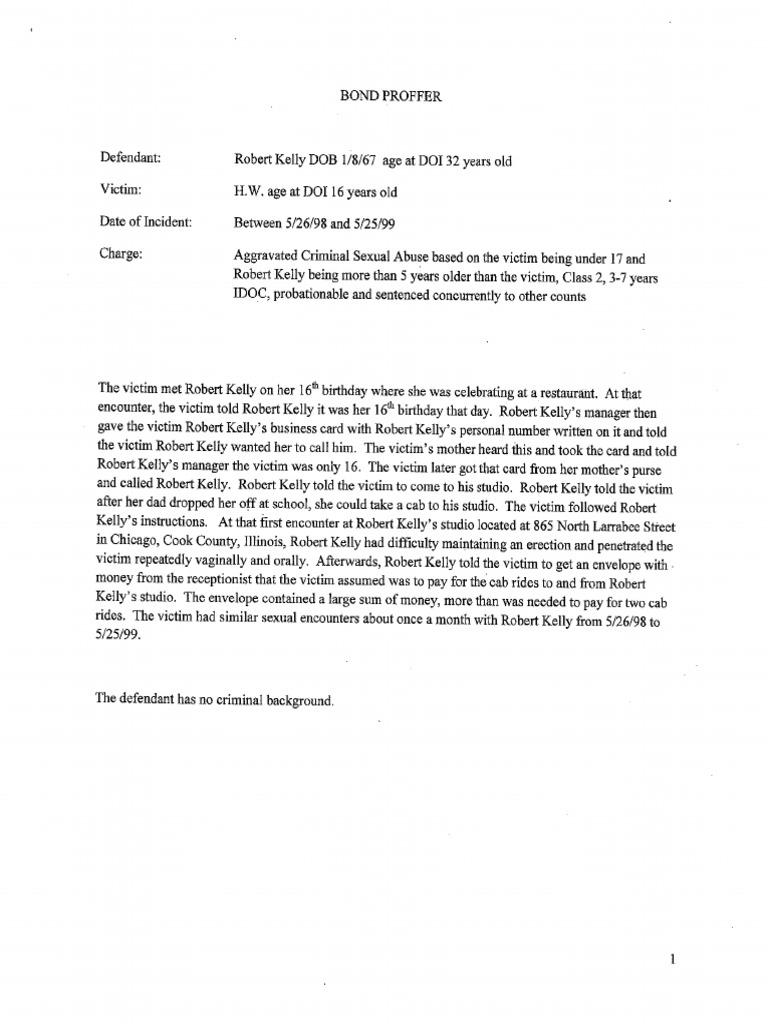 R Kelly Proffer Document | PDF