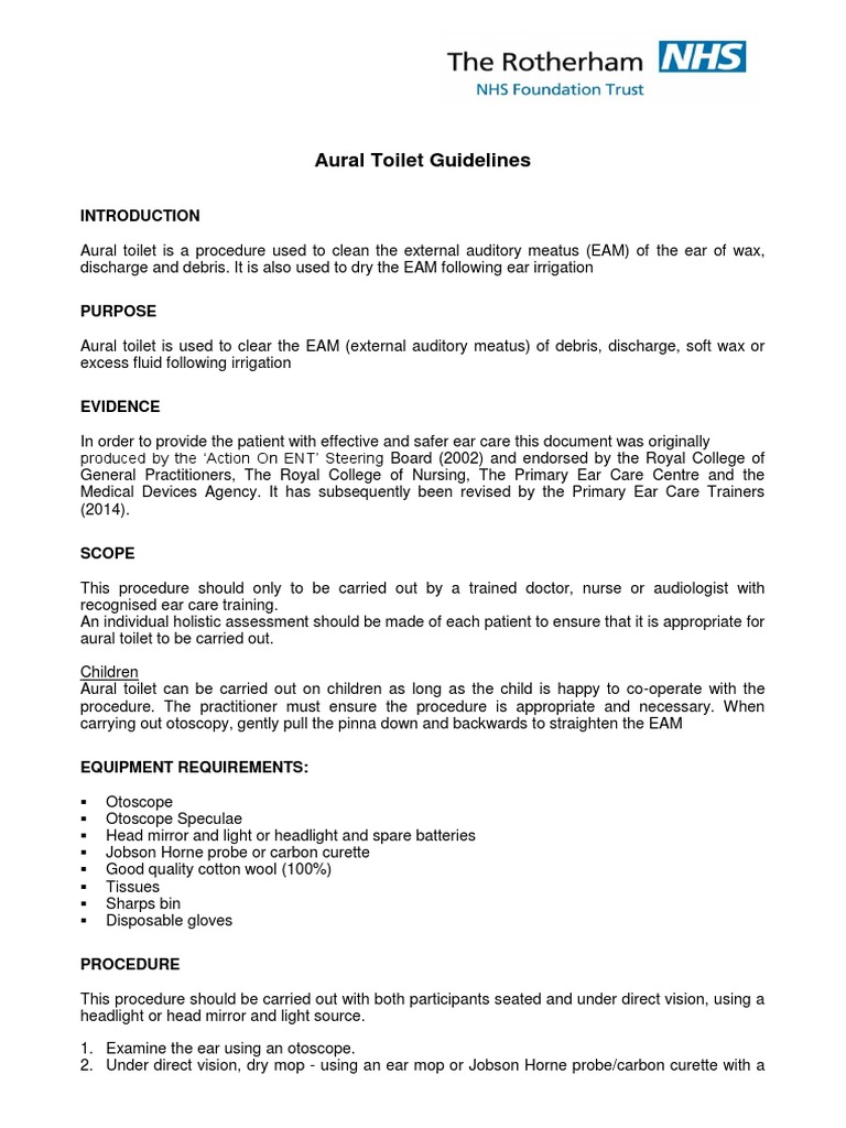 Aural Toilet Guideline1 PDF Ear Hearing