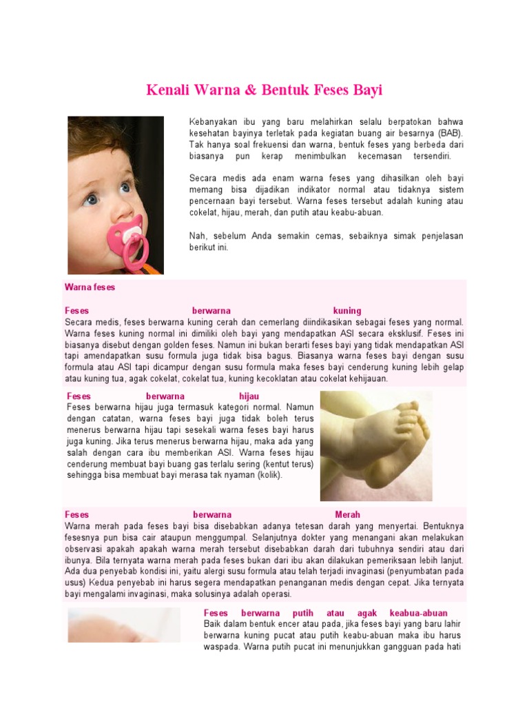 Warna dan Bentuk Feses Bayi Normal | PDF
