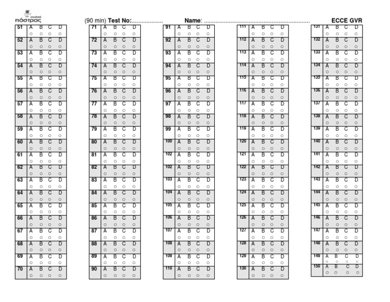 Ecce GVR Answer Sheet PDF