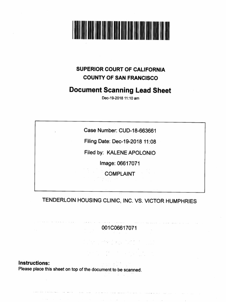 Tenderloin Housing Clinic v Victor Humphries Seneca 515 Non Payment