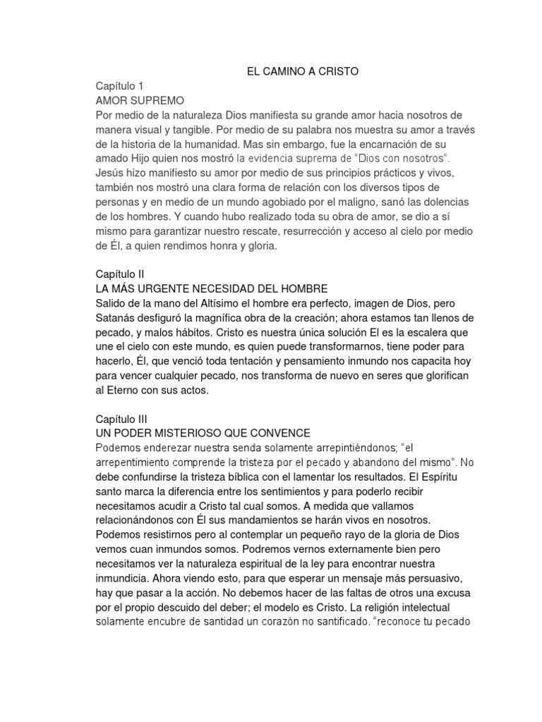 Resumen de "El Camino a Cristo" | PDF | Cristo (título) | Pecado