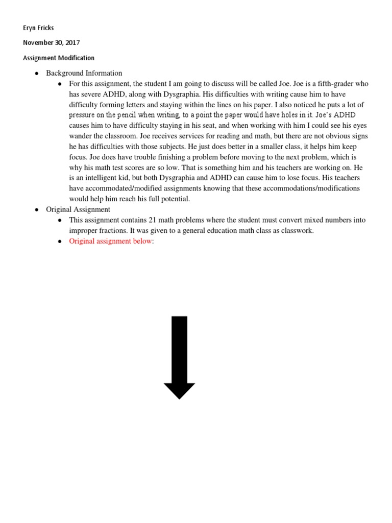 Modifications for ADHD and Dysgraphia | PDF | Fraction (Mathematics ...