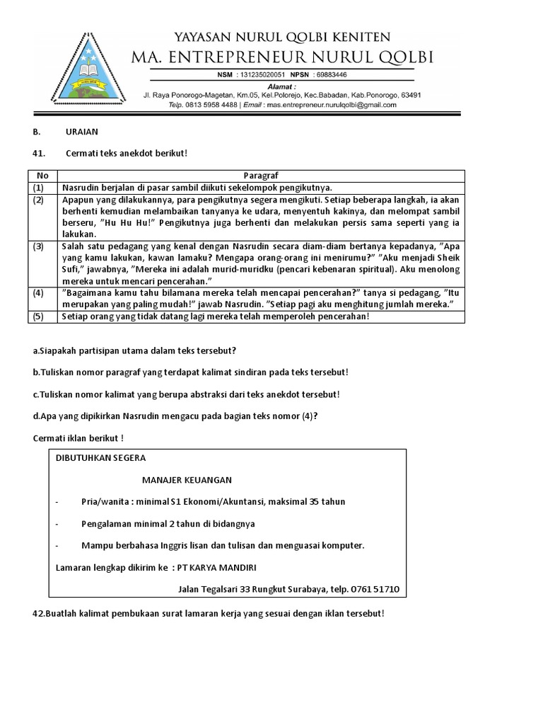 Tuliskan Nomor Paragraf Yang Terdapat Kalimat Sindiran Pada Teks