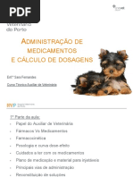 Administração de Medicamentos e Cálculo de Dosagens. Enf.ª Sara Fernandes. Curso Técnico Auxiliar de Veterinária