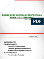 Diseño programa perforación pozo petrolero