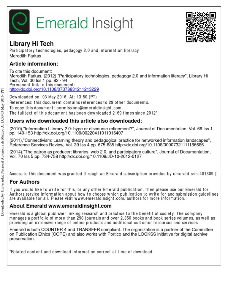 Library Hi Tech: Article Information | PDF | Constructivism (Philosophy ...