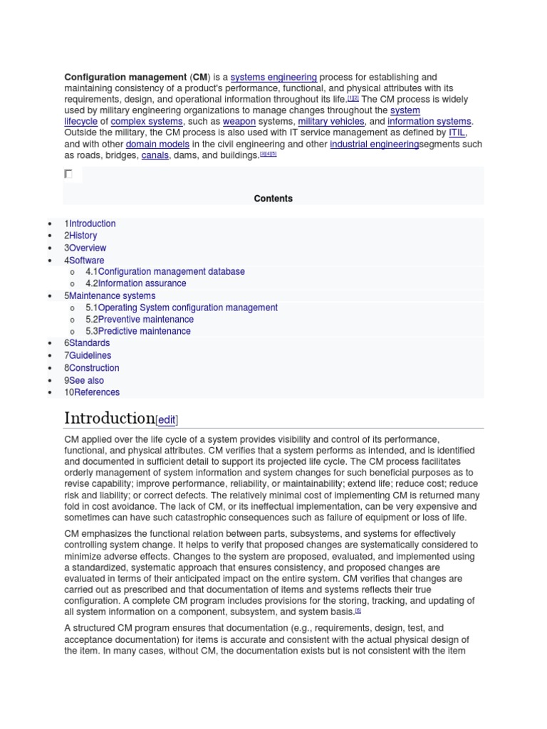 Configuration Management | PDF | Systems Theory | Information Technology